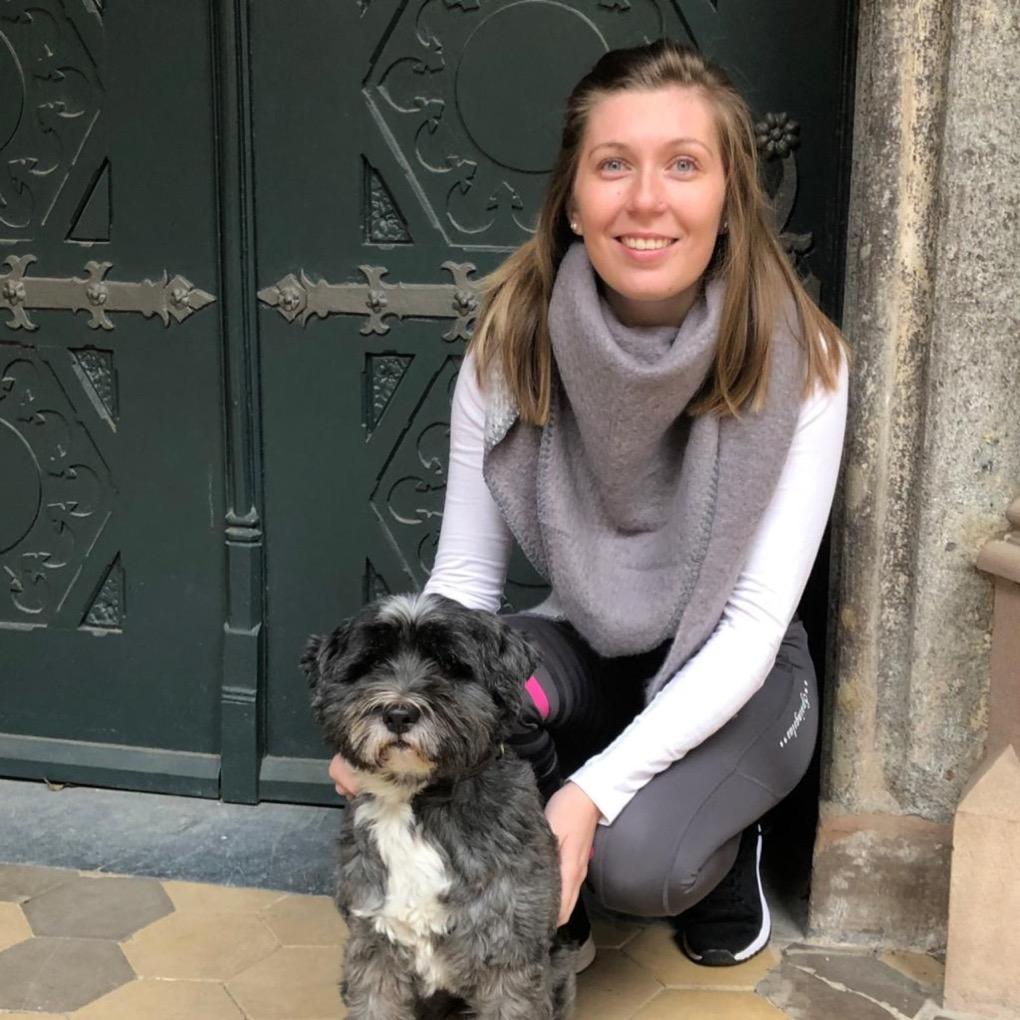 wendeschal grau dreiecks schal schwarzer hund