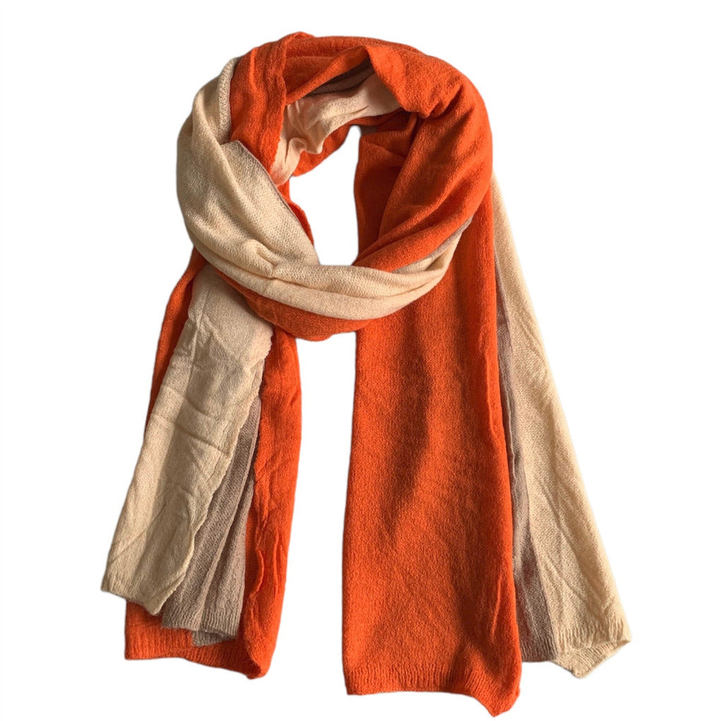 schal anoura orange gestrickt bunt wollschal strick schal mix