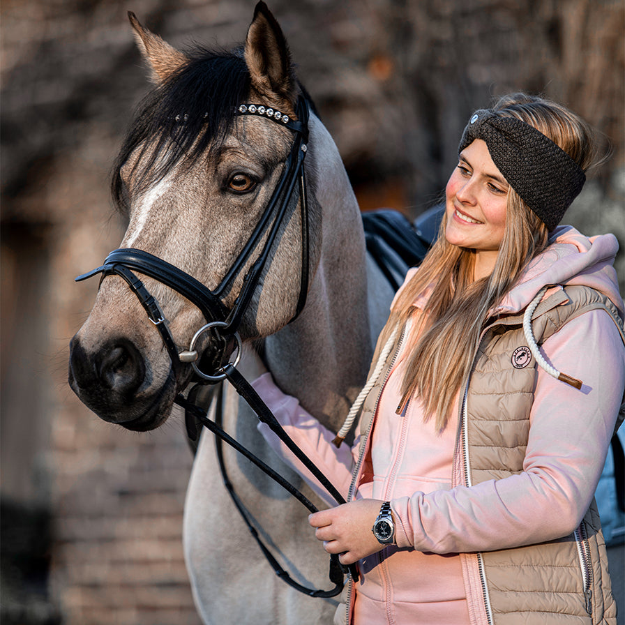 damen steppweste reit und freizeitweste rabea beige rosa