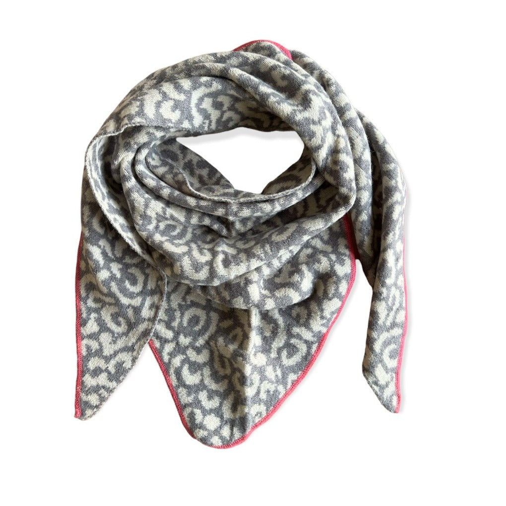 Dreieckstuch Schal Leo Print Grau Pink