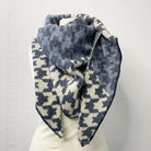 Bunter schal Muster Mix Hahnentritt Streifen Dreicksschal Wollschal Wendeschal blau