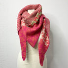 Bunter schal Muster Mix Hahnentritt Streifen Dreicksschal Wollschal Wendeschal pink orange grün rosa