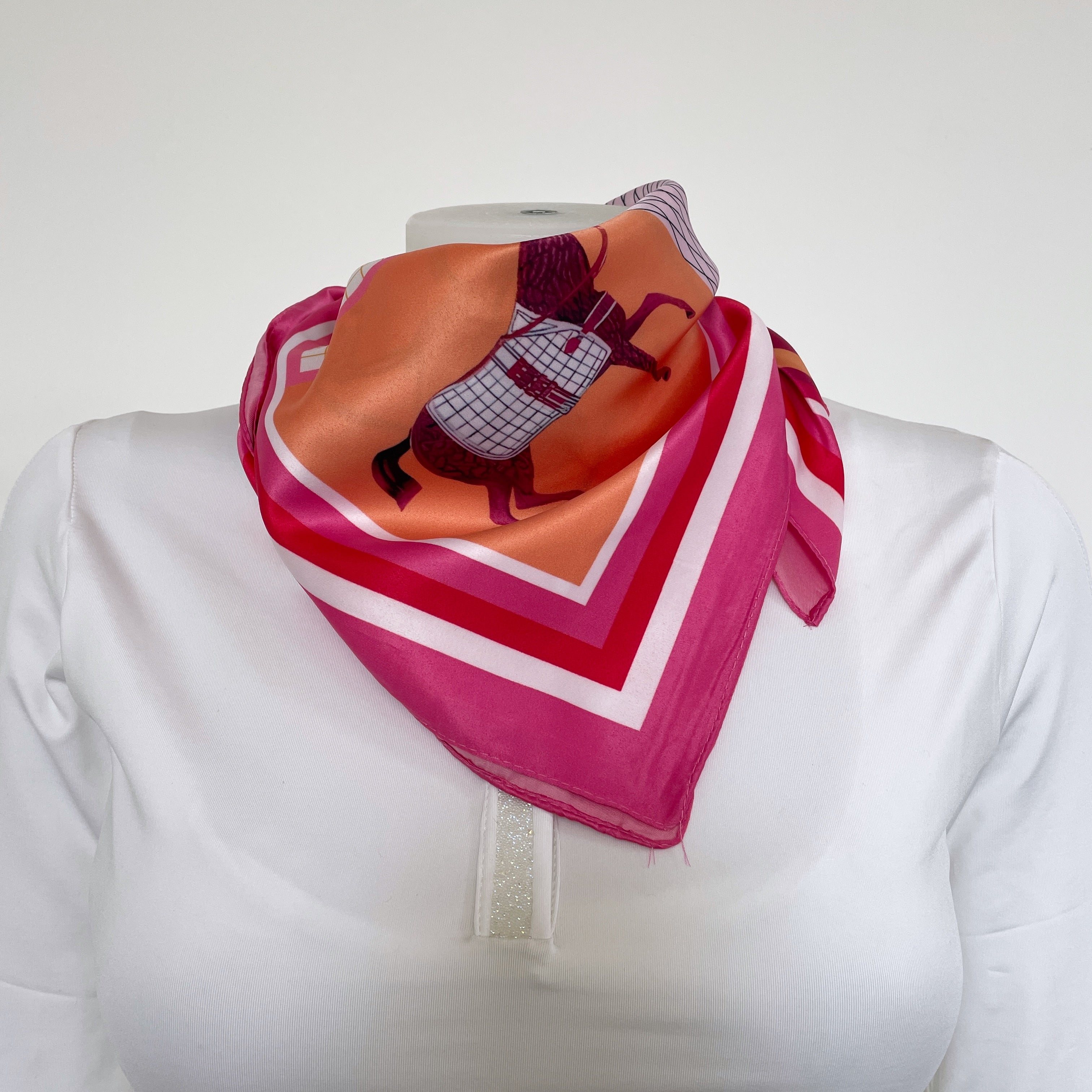 Damen halstuch seidentuch pferdemotiv taschenaccssoire