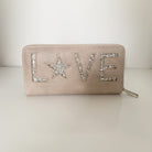 Geldbörse Damen Glitzer rosa alt rosa  Leder Geldbörse Pailletten Love