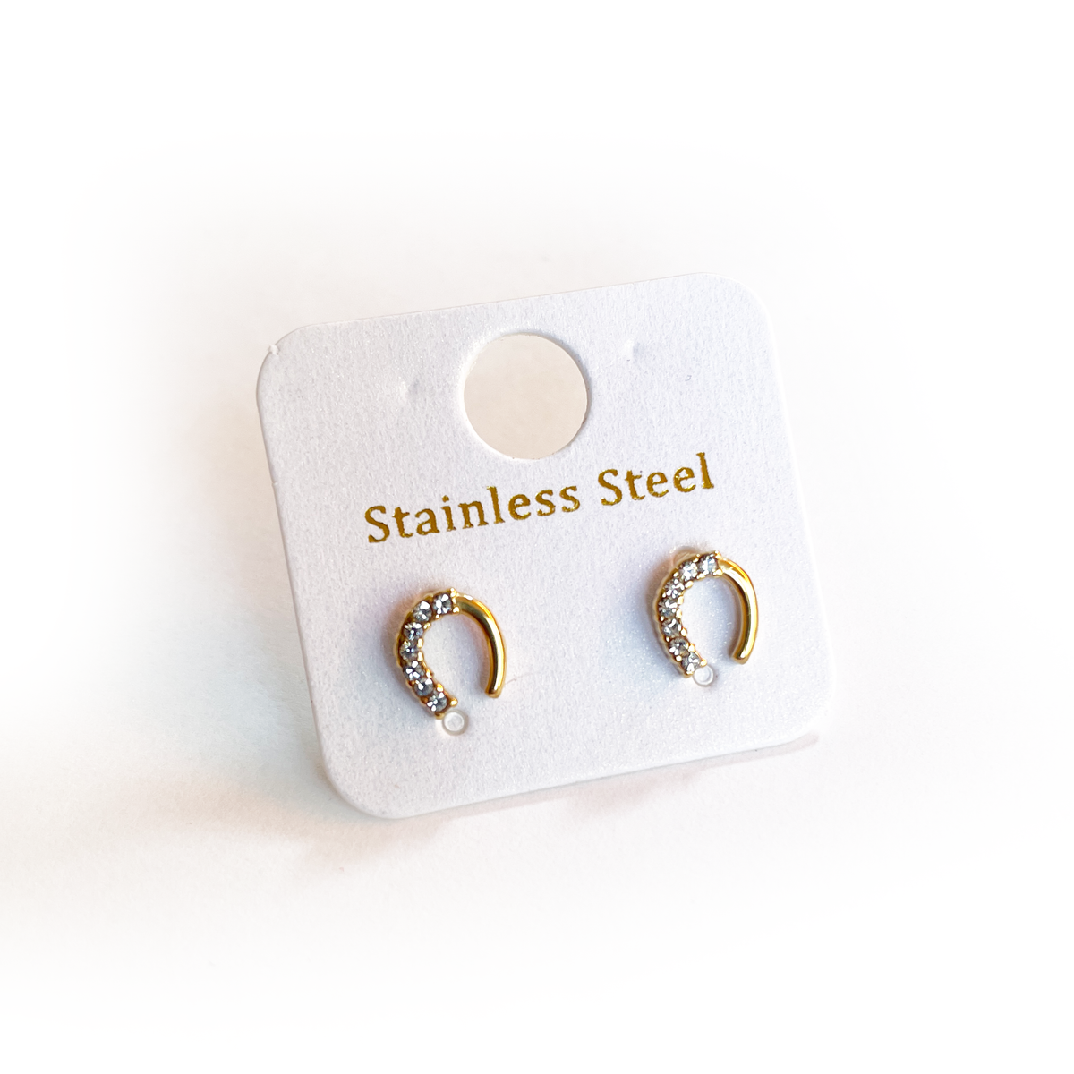 hufeisen ohrstecker gold mit glitzersteinen