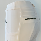 Highwaist-Reithose Tiffy von SPRINGSTAR 2048 in White  mit zwei Handytaschen und Kristall-Applikationen detail