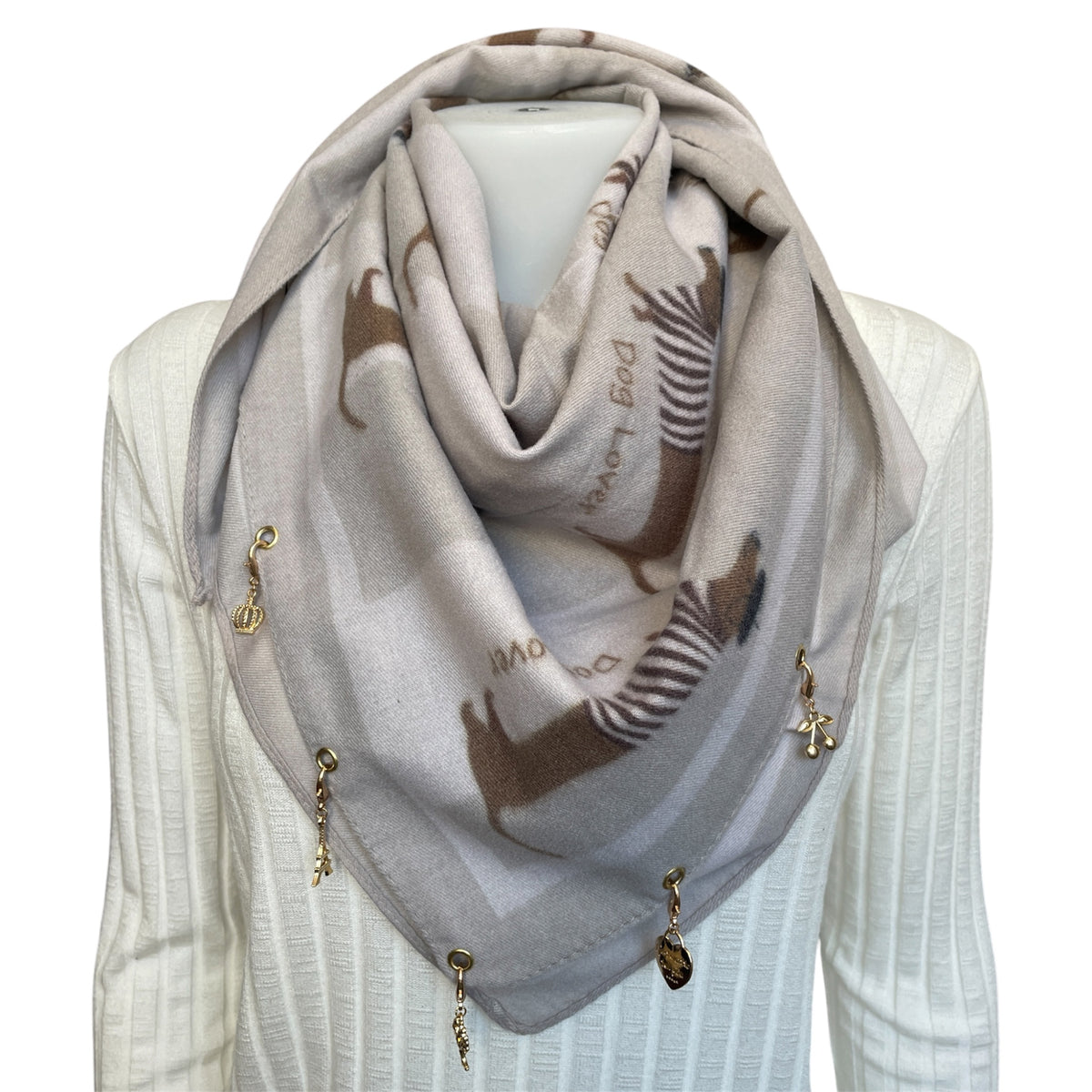 Dackel Schal Damen Beige 