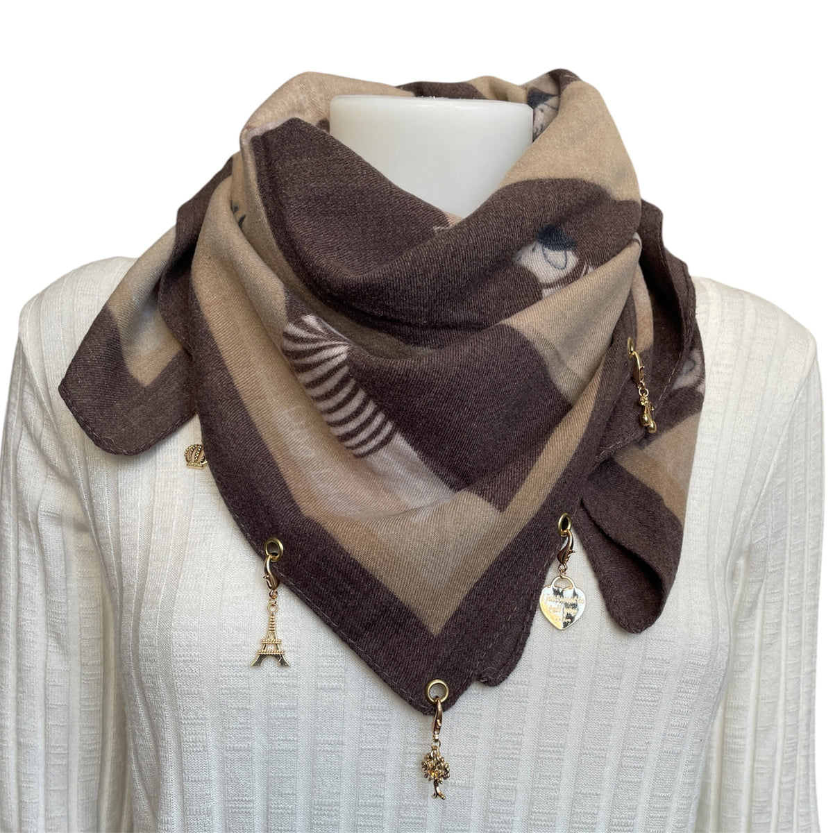 Springstar Schal Dackel Braun mit Charms 