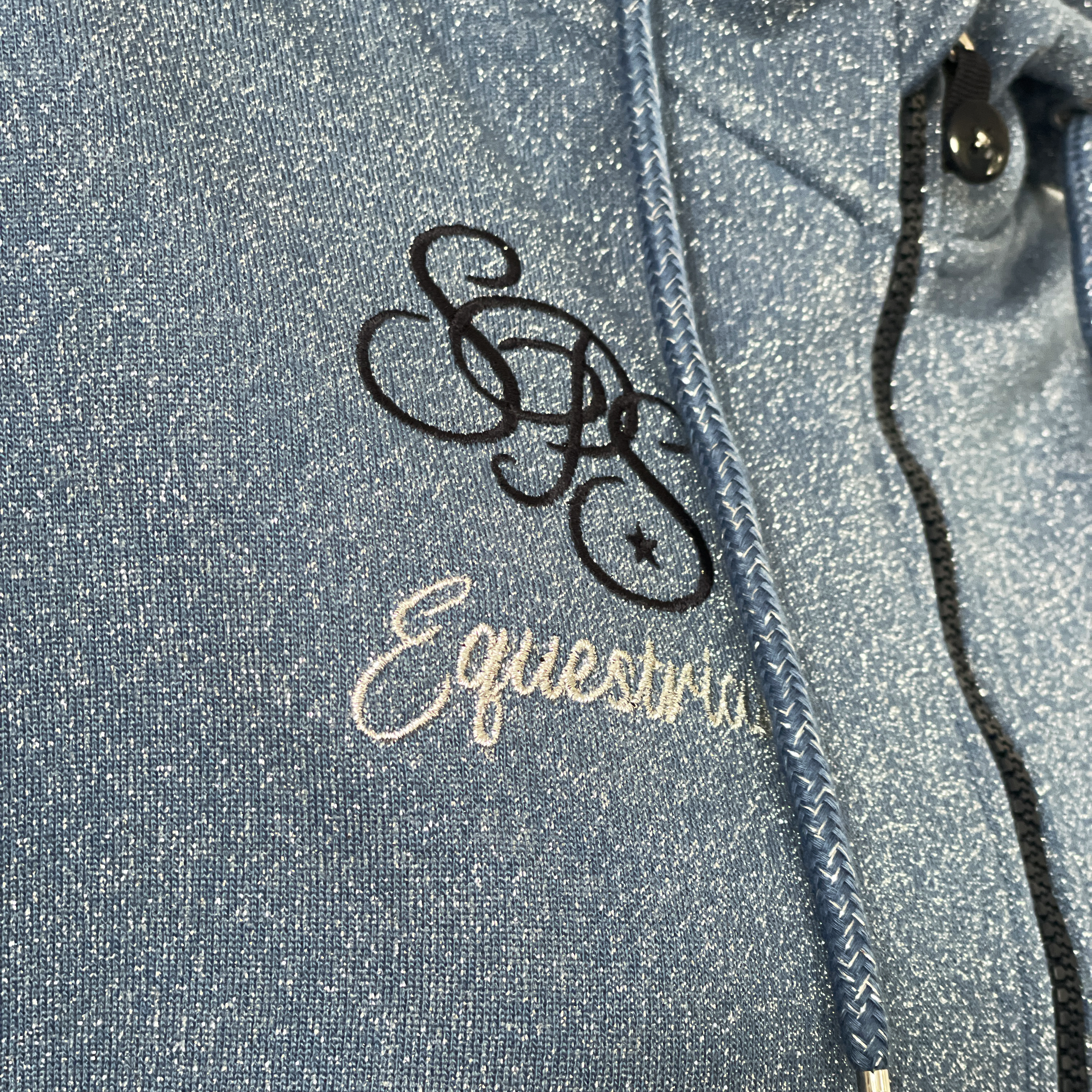 Reitjacke Damen, Glitzer Hoodie, Springstar Reitmode, Equestrian Fashion, Reitbekleidung Damen, Reitjacke mit Kapuze, Reitjacke Blau