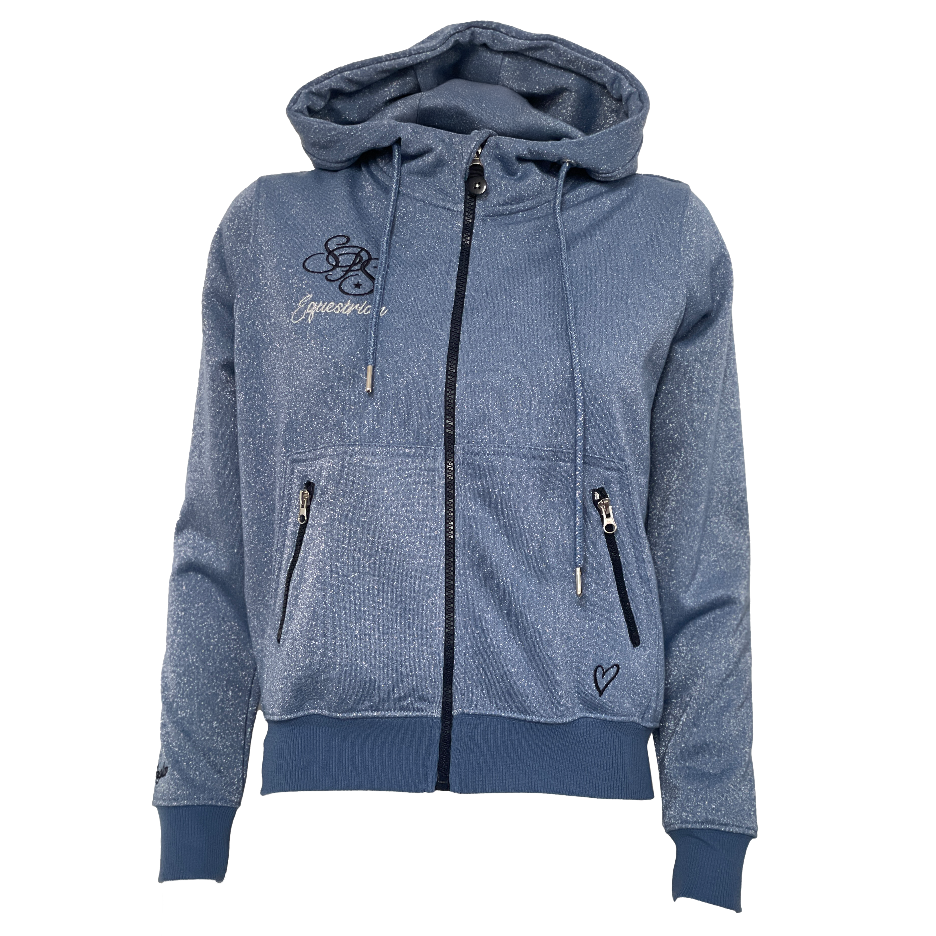Reitjacke Damen, Glitzer Hoodie, Springstar Reitmode, Equestrian Fashion, Reitbekleidung Damen, Reitjacke mit Kapuze, Reitjacke Blau