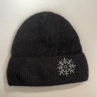 angora mütze beanie wollmütze winter damen glitzer strass schneeflocke schwarz weiches fleecefutter gefütterte mütze 
