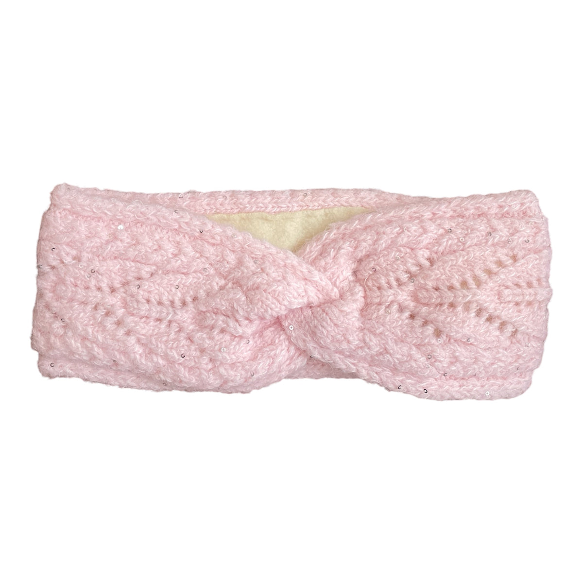 Damen Pailletten Stirnband Rosa mit Fleecefutter
