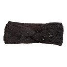 breites Strickstirnband warm mit Pailletten schwarz