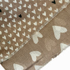 Viskose Wollschal mit Herzmuster Beige