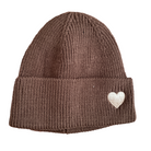 Springstar Beanie Mütze braun mit Herz Motiv