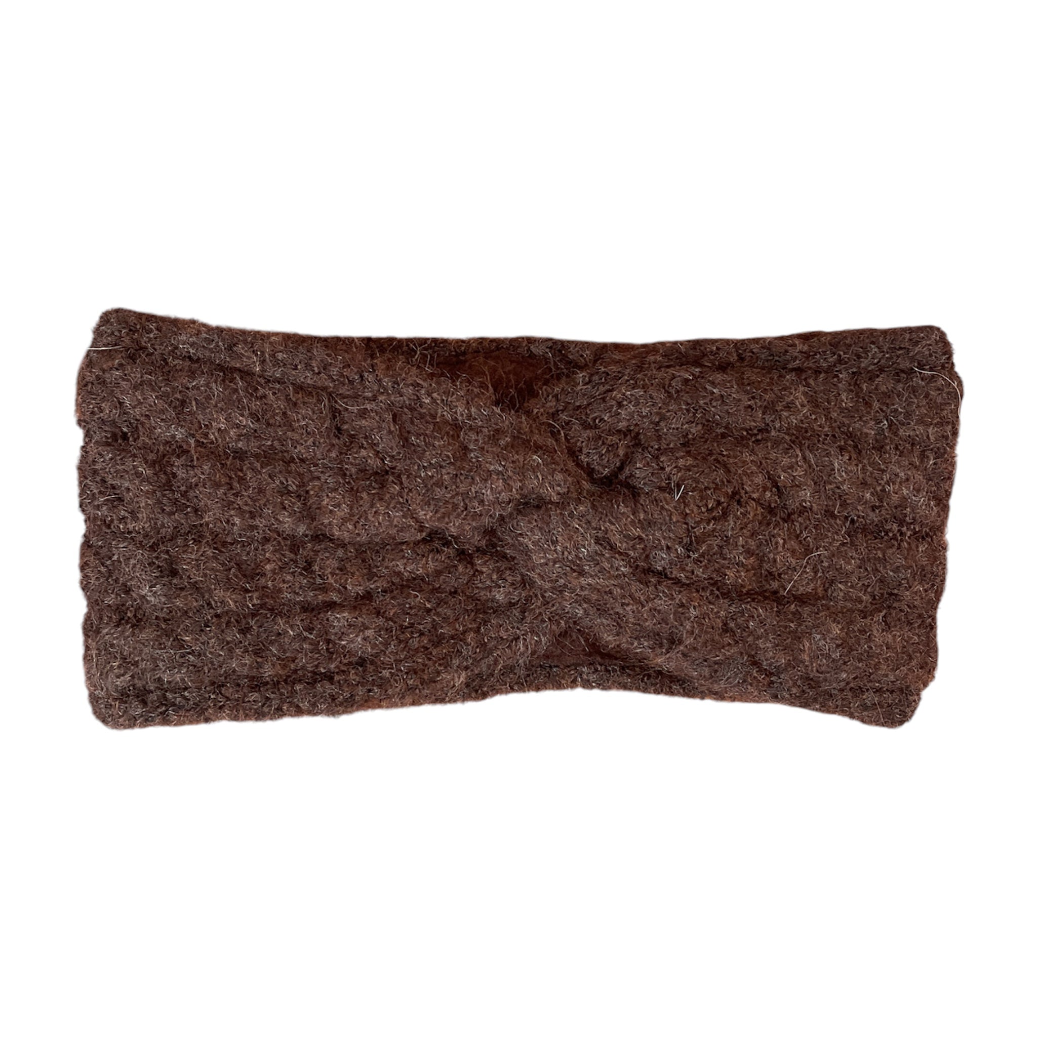 geflochtenes Stirnband mit Zopfmuster und Knoten Braun 