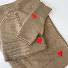 winter strick set mütze schal handschuhe springstar herz details braun