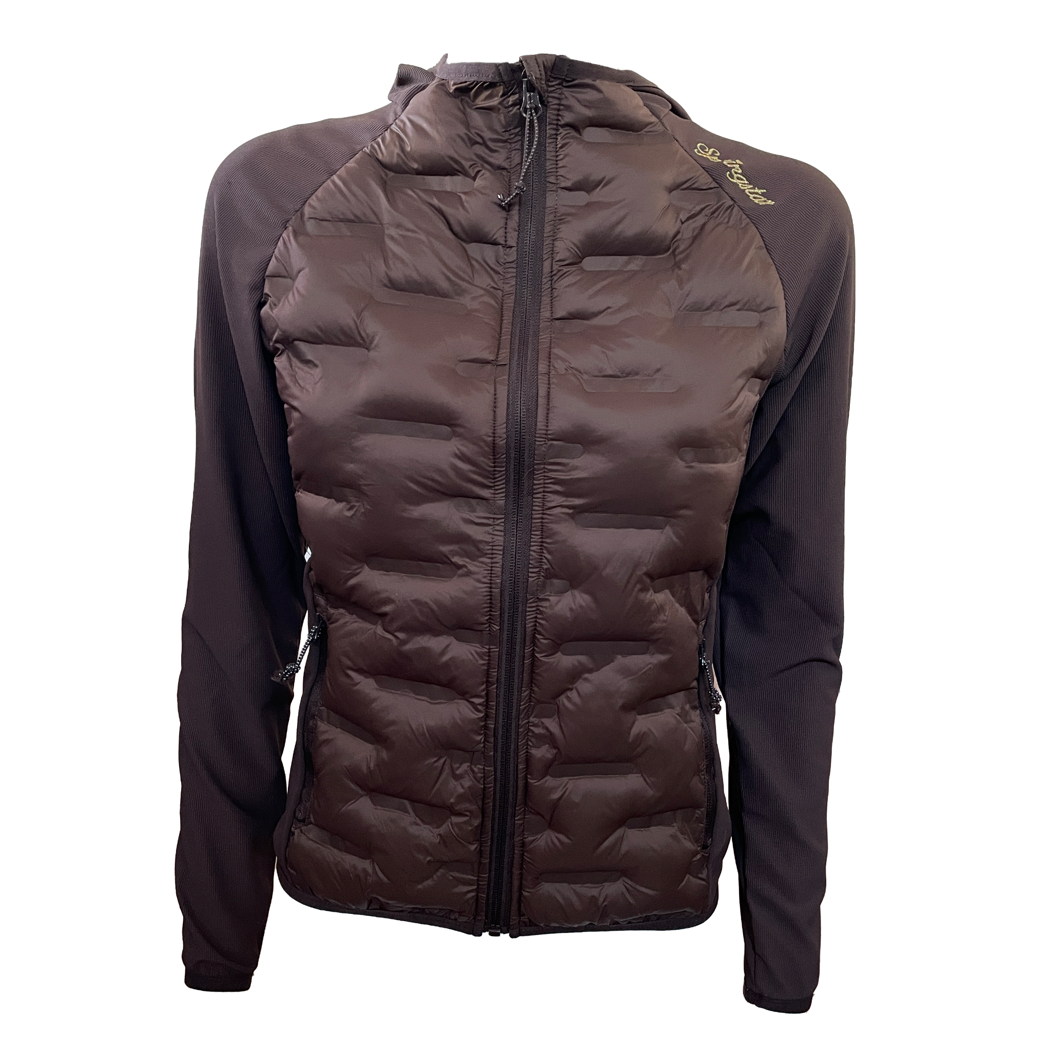 Damen Funktions Reitjacke Bella Springstar Hybrid Übergangsjacke leichte Steppjacke mit Kapuze Braun