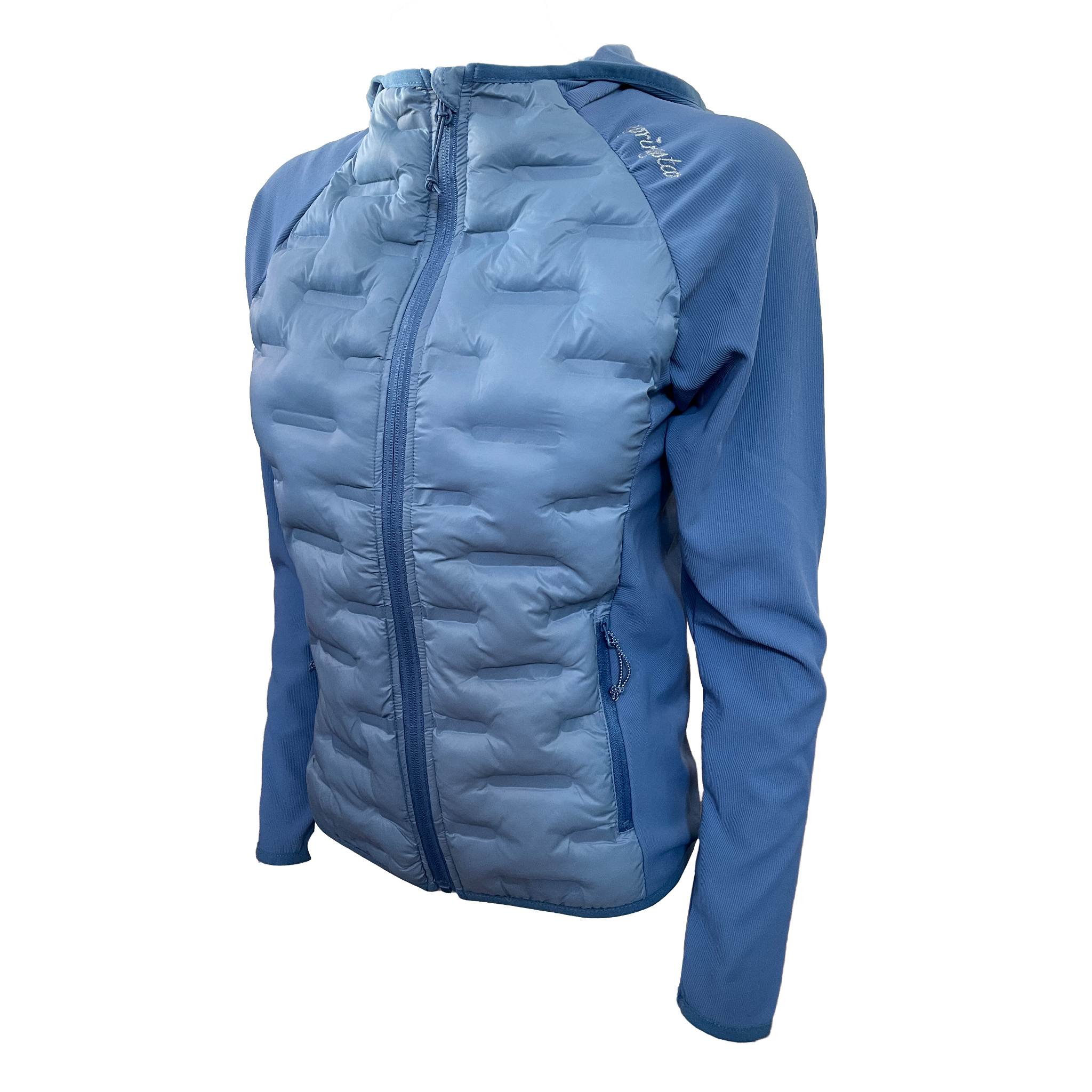 Damen Funktions Reitjacke Bella Springstar Hybrid Übergangsjacke leichte Steppjacke mit Kapuze Blau