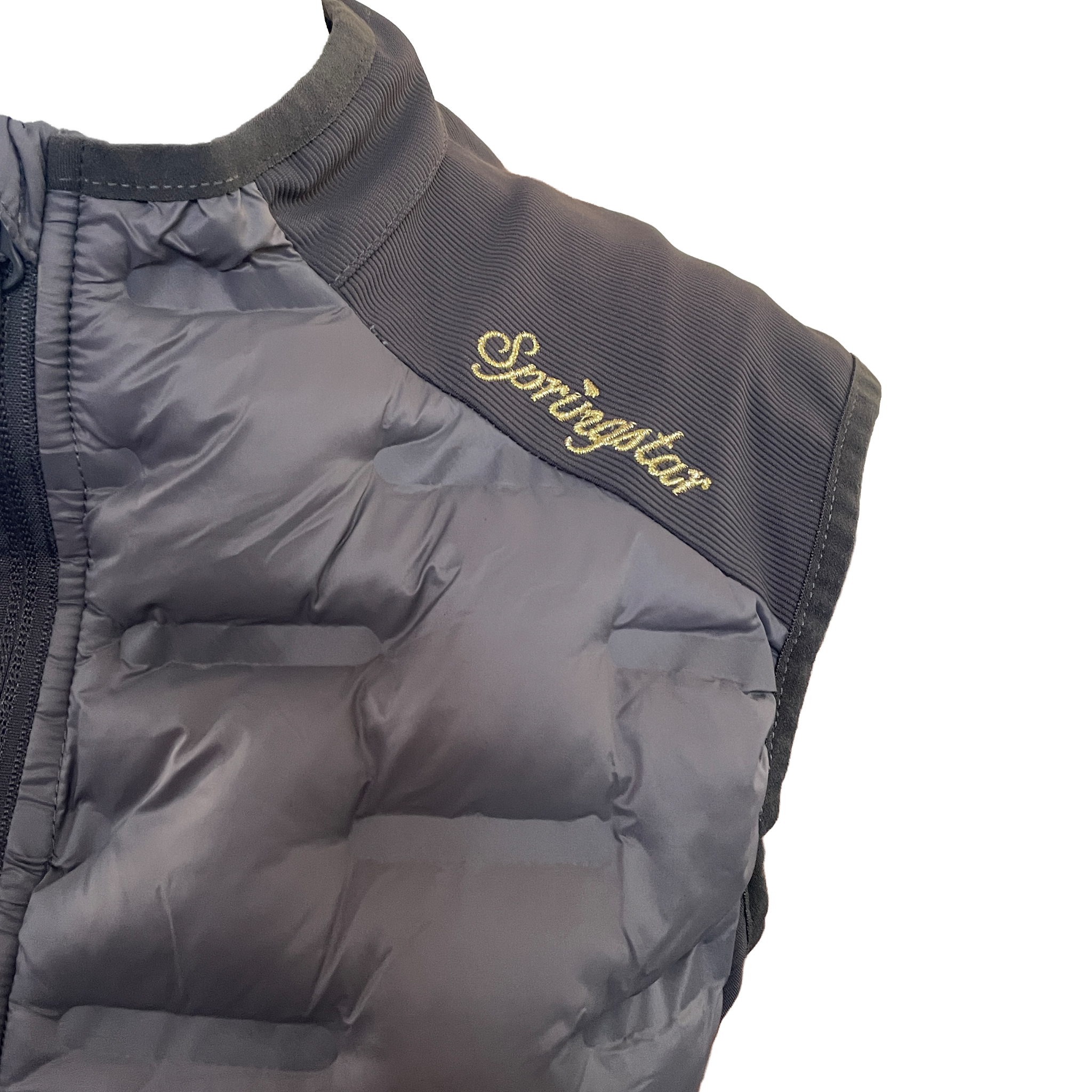 funktions reitweste ruby grau damen weste steppweste hybridweste springstar gold stickerei elastisch