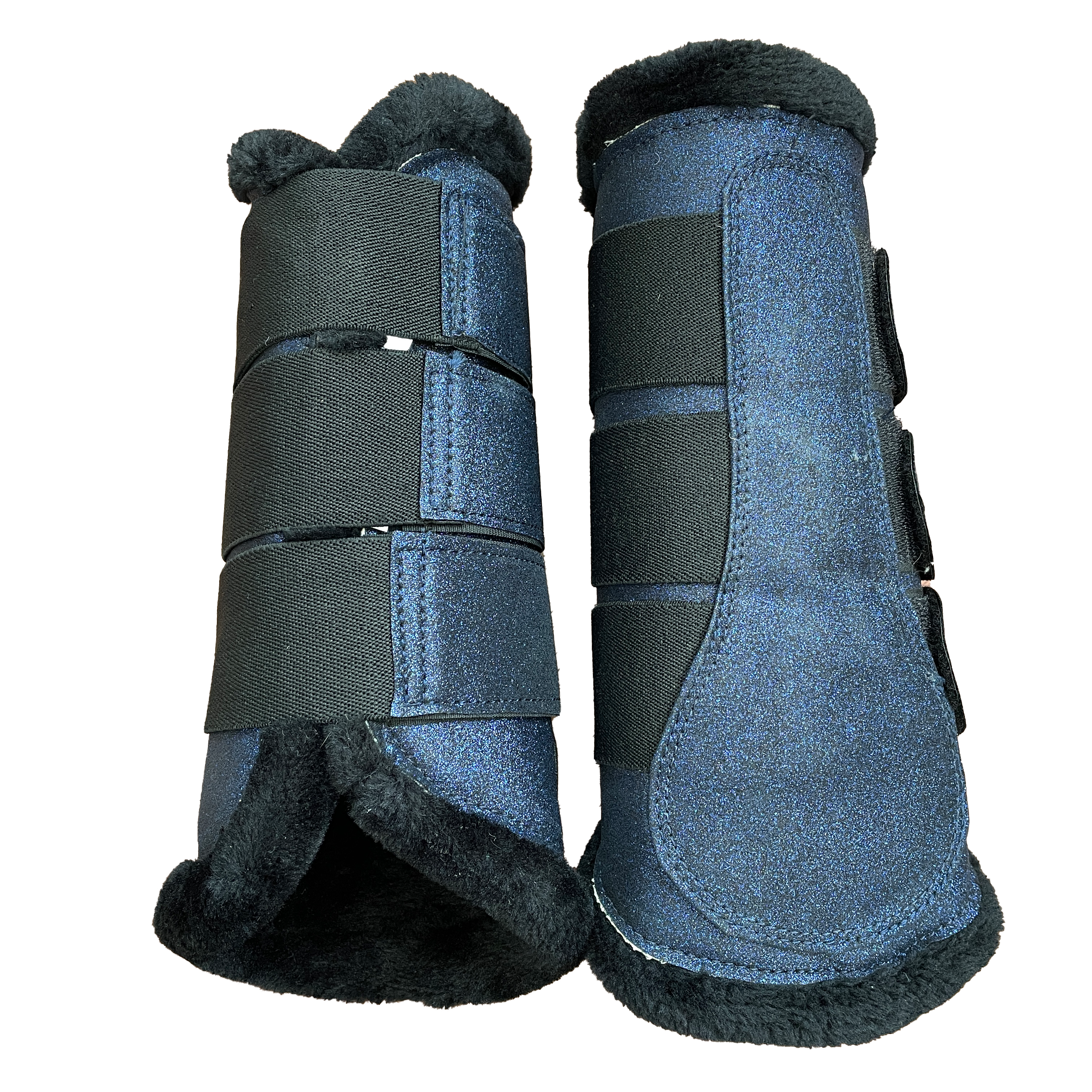 gamaschen vorne softgamasche kunstfell schwarz silber blau glitzer 
