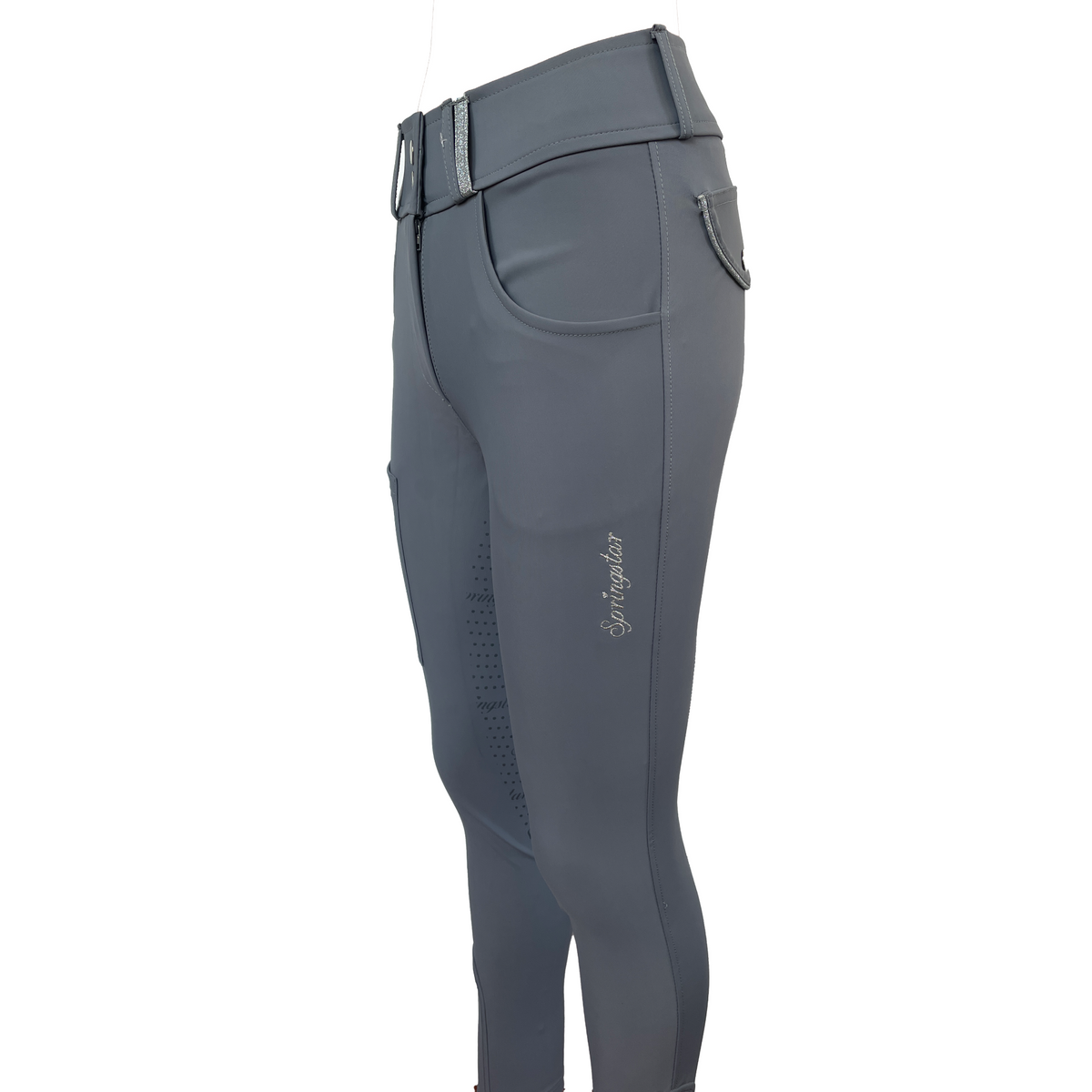 Springstar Glitzer Softshell Reithose Yvonne grau Reitmode Damen Reithose mit Glitzer Winterreithose Softshellhose