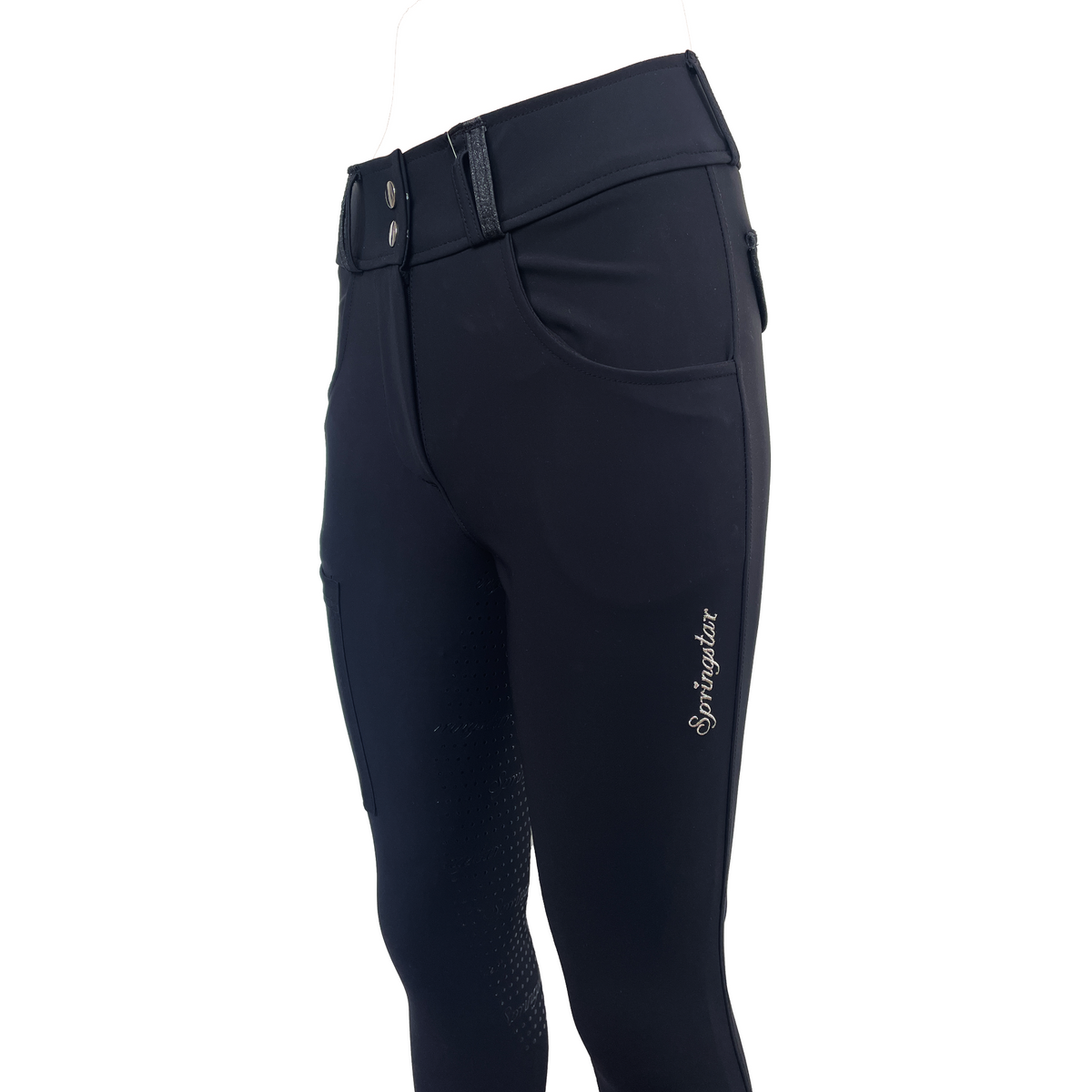 Springstar Glitzer Softshell Reithose Yvonne schwarz Reitmode Damen Reithose mit Glitzer Winterreithose Softshellhose