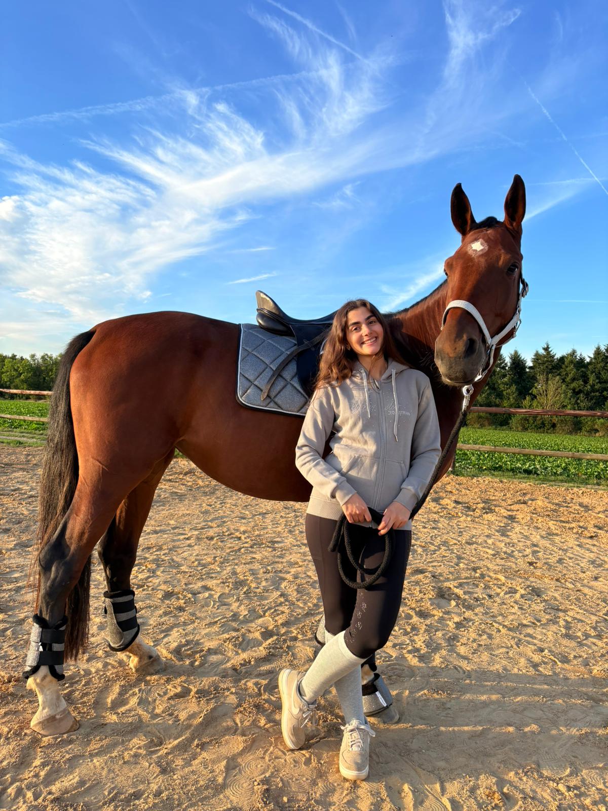 Springstar Damen Hoodie mit Strass Anouk Lifestyle mit Pferd Reitmode Kapuzenpullover Equestrian Sweatjacke
