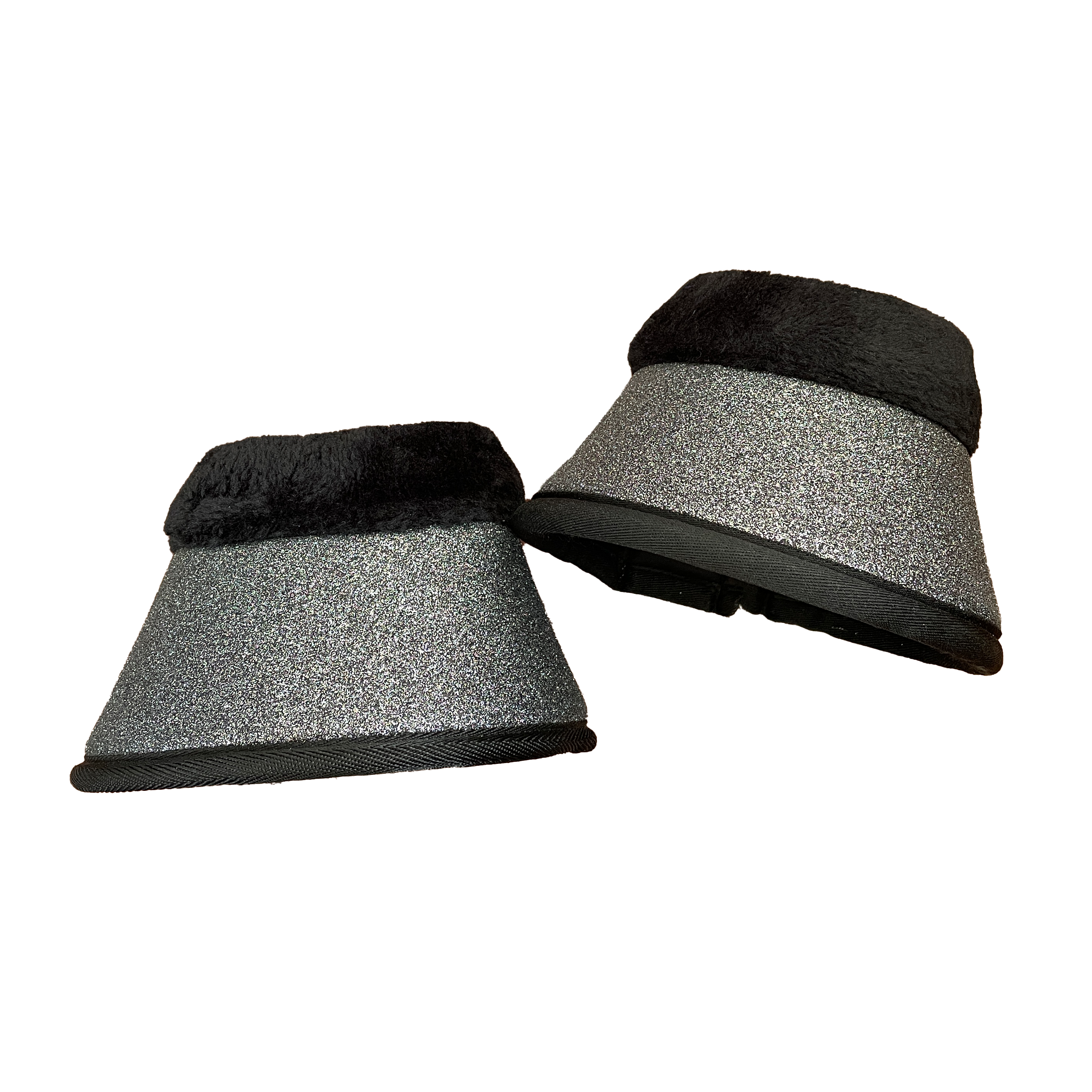 hufglocken silber glitzer kunstfell faux fur schwarz
