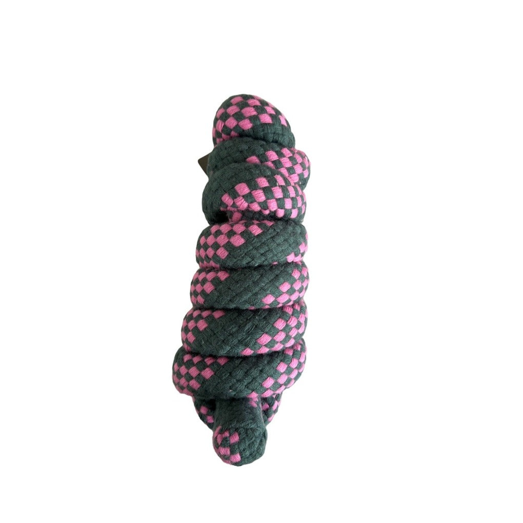 Dicker Anbindestrick für Pferde mit Panikhaken Baumwolle rosa grau führstrick