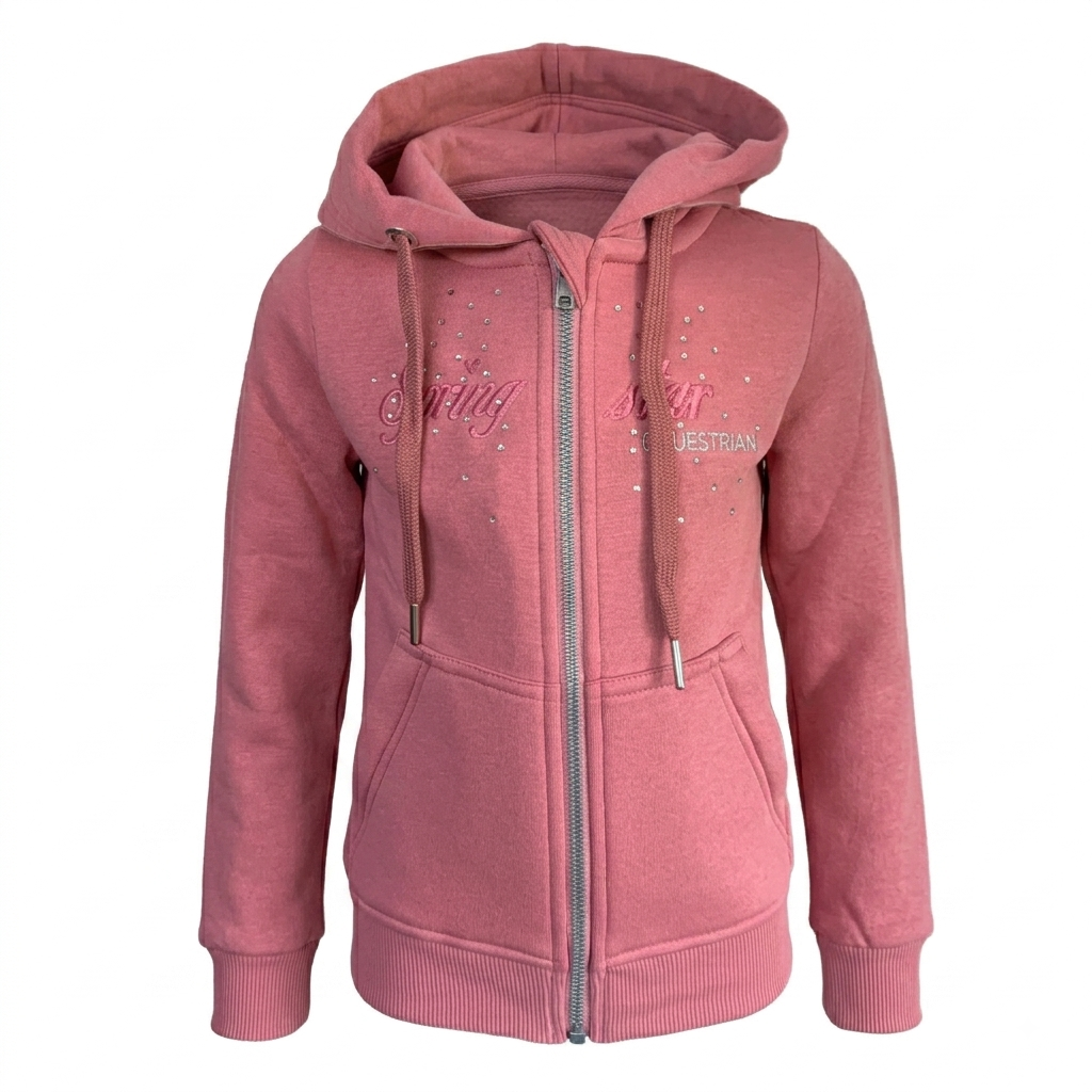 glitzer kinder sweatjacke mit kapuze rosa strasssteine springstar weicher fleece gefüttert