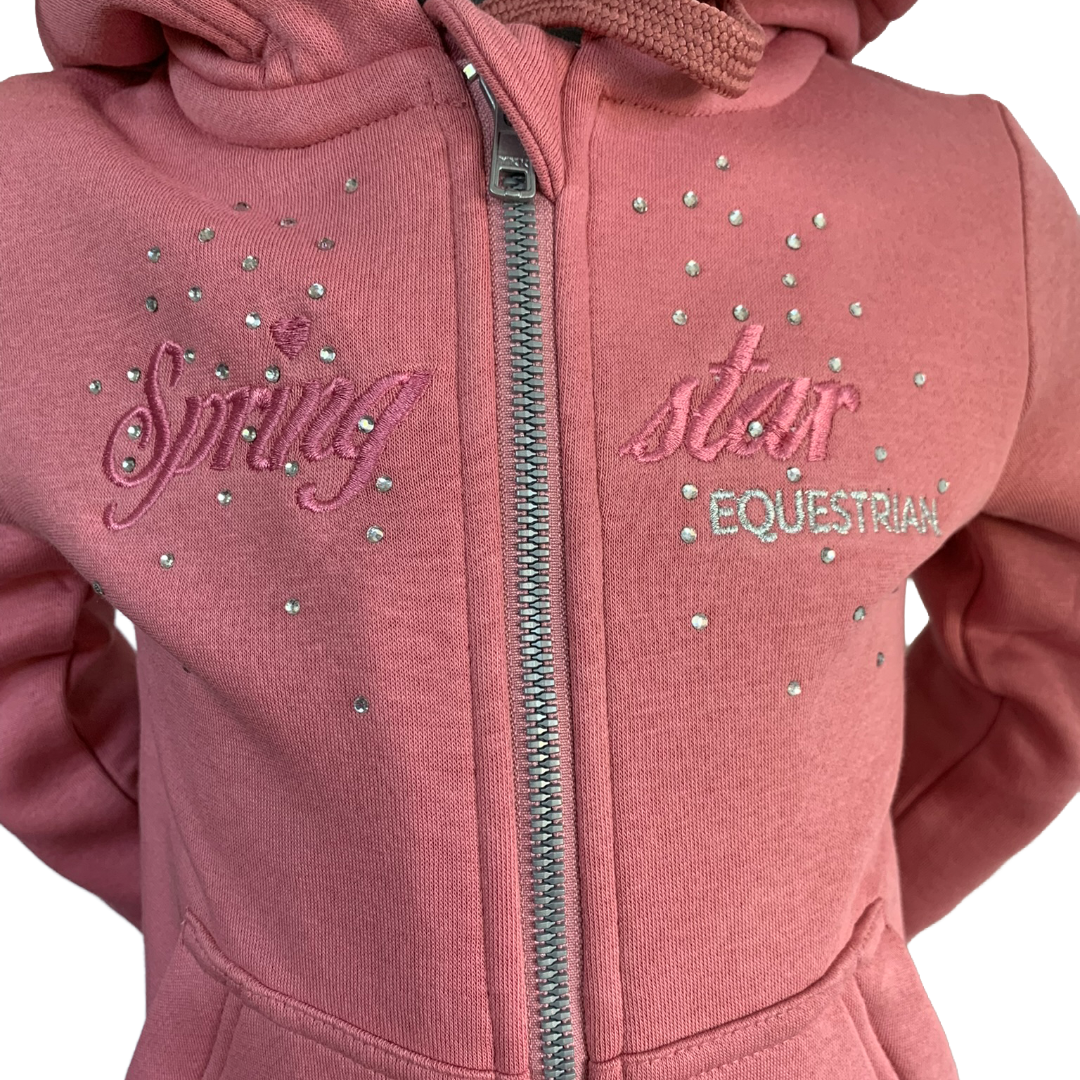 glitzer kinder sweatjacke mit kapuze rosa strasssteine springstar weicher fleece gefüttert