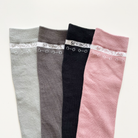 Reit Kniestrümpfe Reiten Reitsocken Siham Gebissmotiv Streifen grau schwarz rosa reitstrümpfe damen reiter