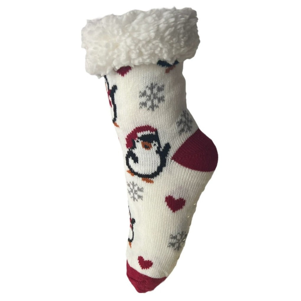 anti rutsch socken gefüttert kuschelsocken huettensocken wintersocken weihnachten winter pinguin