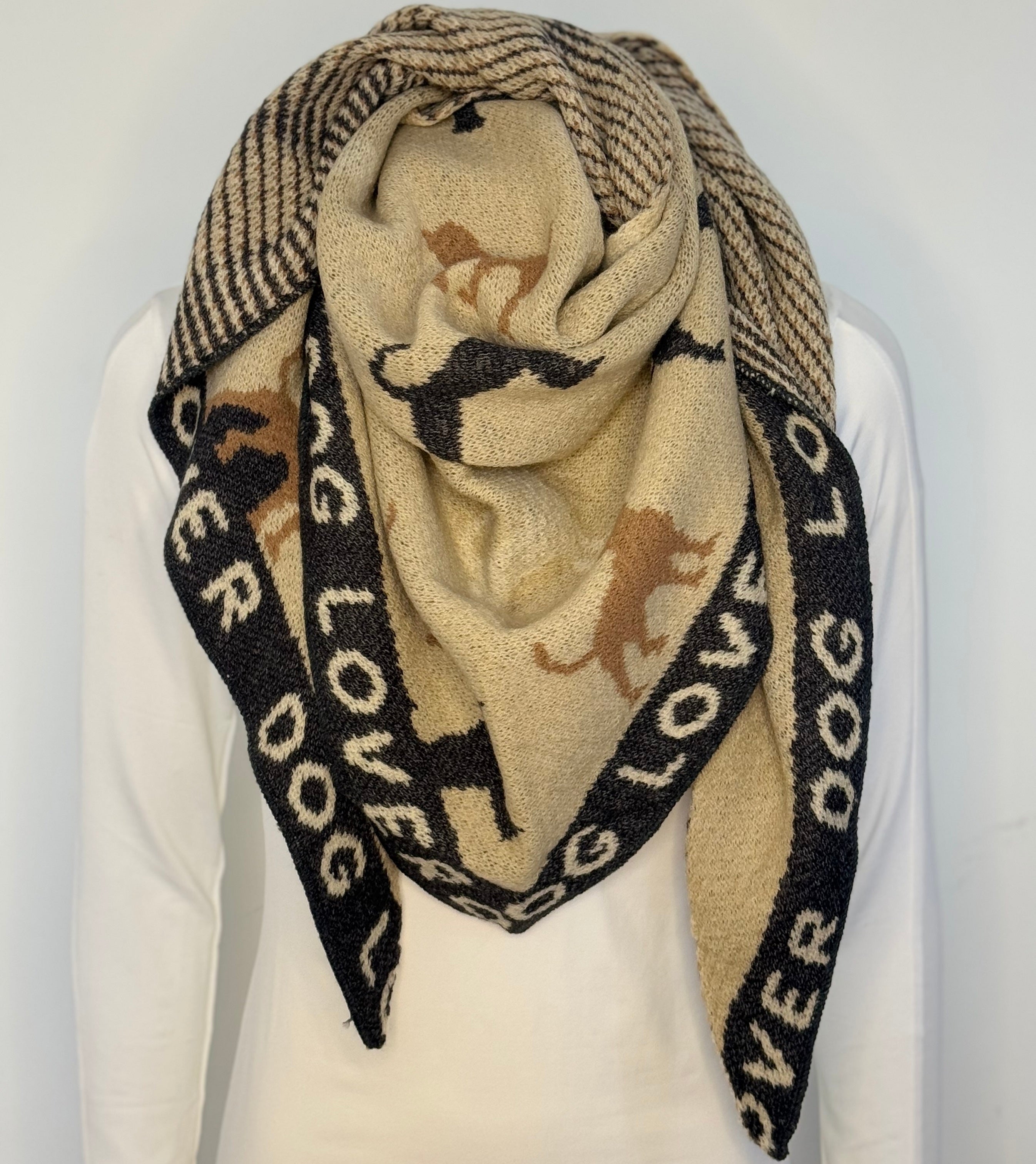 Mila Dog Lover Schal für Damen – Dreiecksschal in Beige