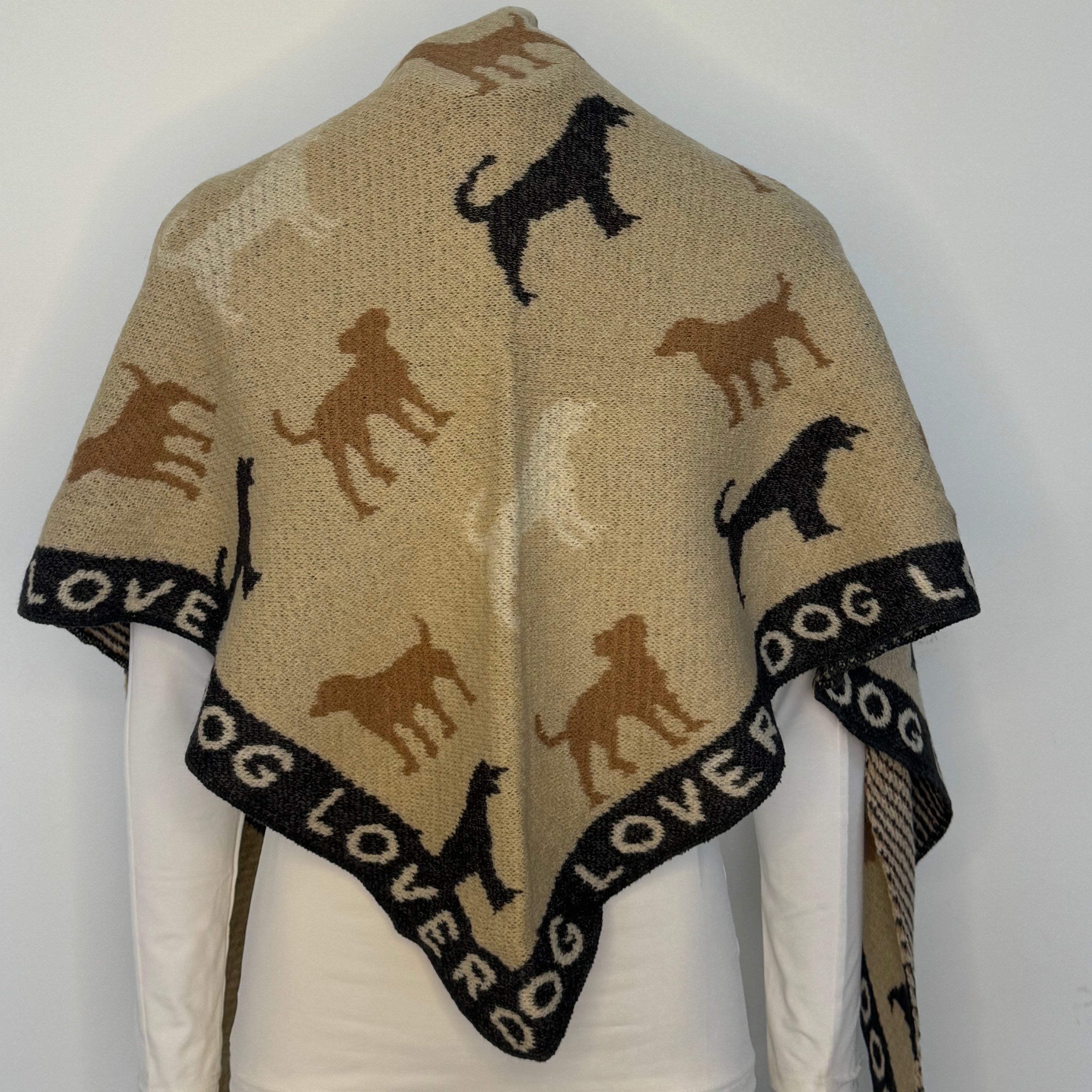 Mila Dog Lover Schal für Damen – Dreiecksschal in Beige