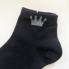Kurze Damen Socken mit Glitzer Krone schwarz