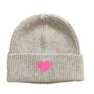 Warmer Damen Woll Beanie mit Herz Beige Pink Springstar 