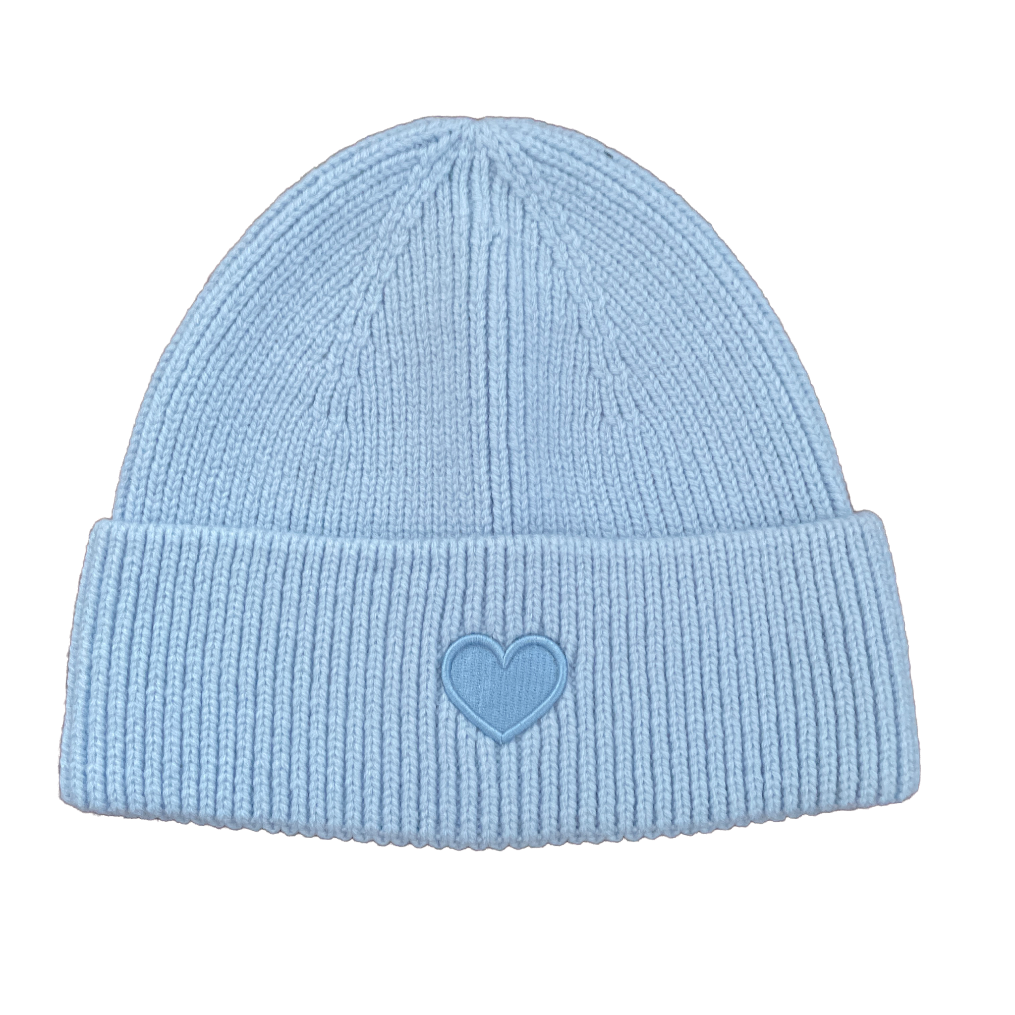 Damen Winter Strickmütze mit Herz Hellblau