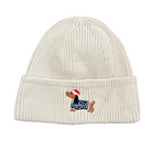 damen winter strickmütze sophie dackel stickerei weihnachten beige