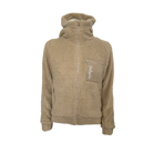 Teddy Jacke Damen Fleecejacke mit Kapuze beige