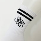 tennissocken sportsocken baumwolle weiß  gestreift streifen stripes laufsocken reitsocken