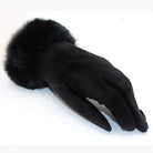 wildleder handschuh amy schwarz kunstfell 