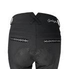 Highwaist-Reithose Tiffy von SPRINGSTAR 2048 in Black mit zwei Handytaschen und Kristall-Applikationen back Kristall detail