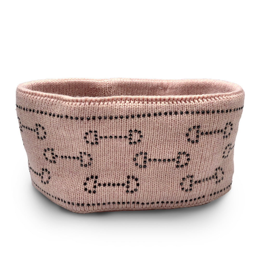 reitstirnband breit rosa gebissmotiv glitzer strick fleecefutter