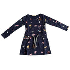 kinderkleid-june-mit-pferden-und-blumen-front-dark-blue kinderkleid kids kleidchen blau dunkel blau 
