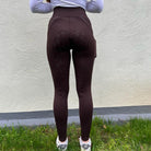 reitleggings braun nachhaltige reitbekleidung reithose reitleggins springstar handytasche highwaist silikon vollbesatz grip 