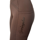 reitleggings braun nachhaltige reitbekleidung reithose reitleggins springstar handytasche highwaist silikon vollbesatz grip