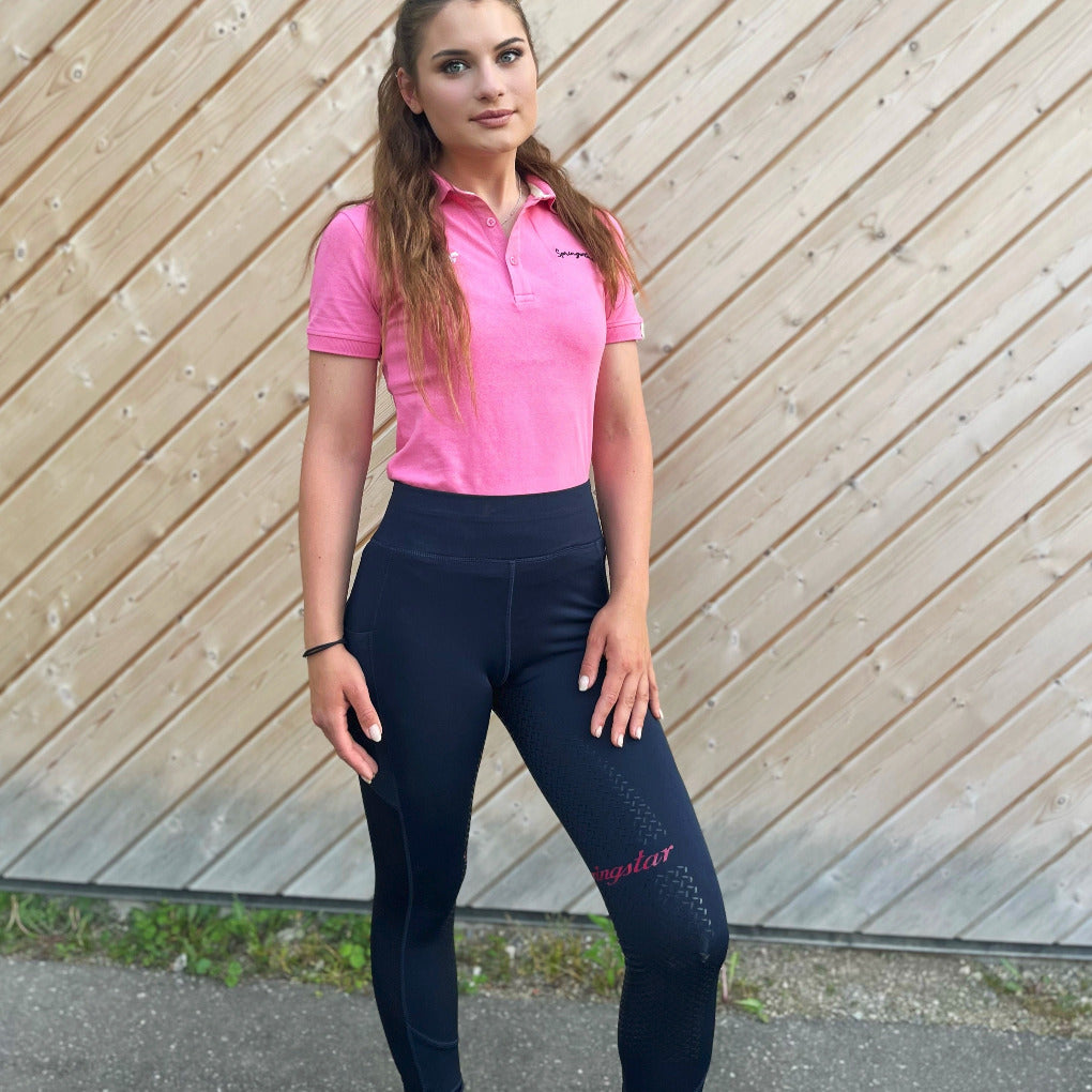 Sommer-Reitleggings Liebesgruß von SPRINGSTAR mit Mesh-Einsätzen in Navy-Pink