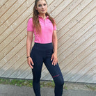 Sommer-Reitleggings Liebesgruß von SPRINGSTAR mit Mesh-Einsätzen in Navy-Pink